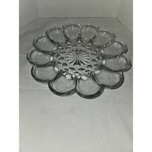 Anchor Hocking Fairfield Egg Plate Clear Glass Deviled Egg Tray 10"